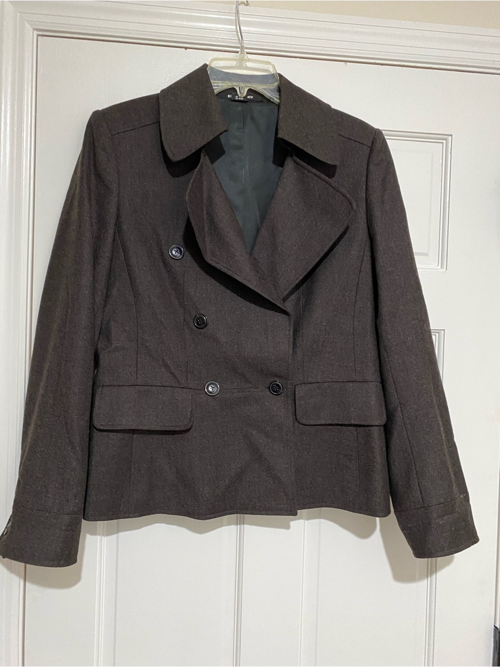 ELLEN TRACY Dark Gray Double-Breasted Pea Coat/Jacket - size 12